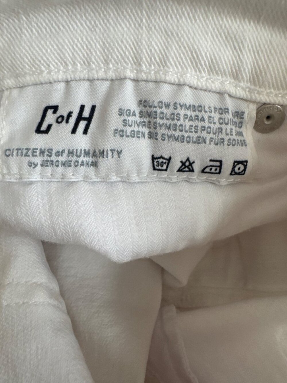 Citizens Of Humanity White Distressed Straight Jeans ankle Size 29 Cotton Blend - Picture 4 of 6